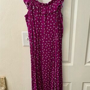 LOFT Purple Sleeveless Dress with Ruffle Detail